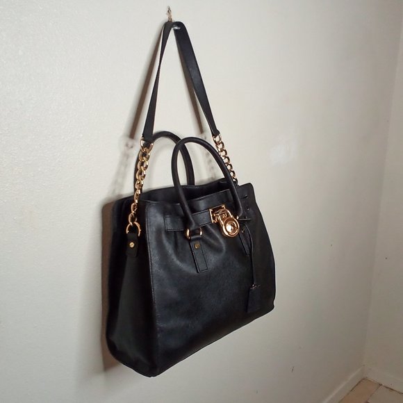 COPY - Michael kors hamelton satchel black stifano leather large. - Picture 5 of 16